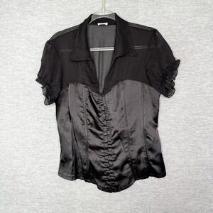 Studio Y Sheer Whimsigoth Corset Top Dark Coquette Y2K Size Large Sheer Career